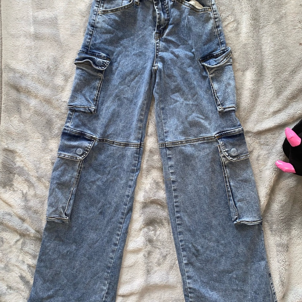 Stylish Blue Cargo Wmns Jeans